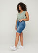 High-waisted denim shorts with raw hems, Dark blue denim, Model image number 2