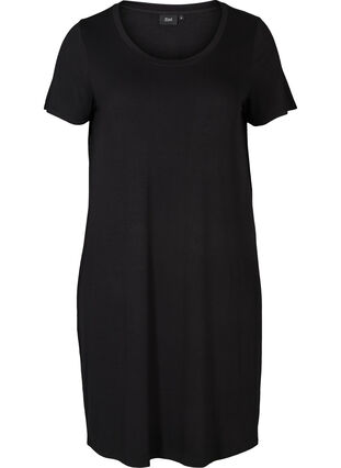 Short-sleeved dress, Black, Packshot image number 0