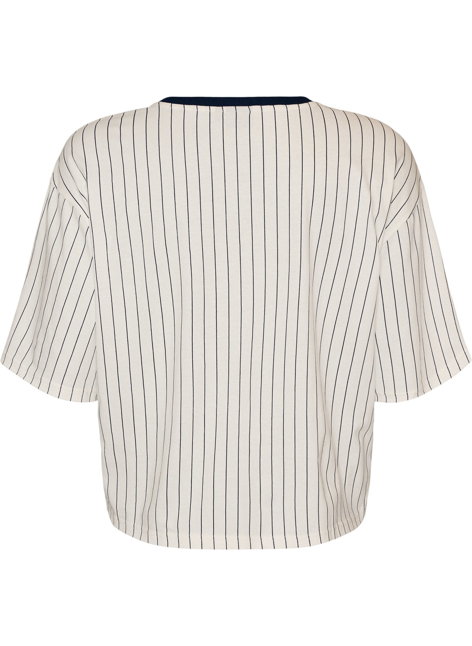 ZizzifashionBoxy T-shirt with stripes and statement print, White, Packshot image number 1