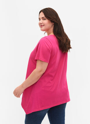 Cotton t-shirt with short sleeves, Shocking Pink FAITH, Model image number 1