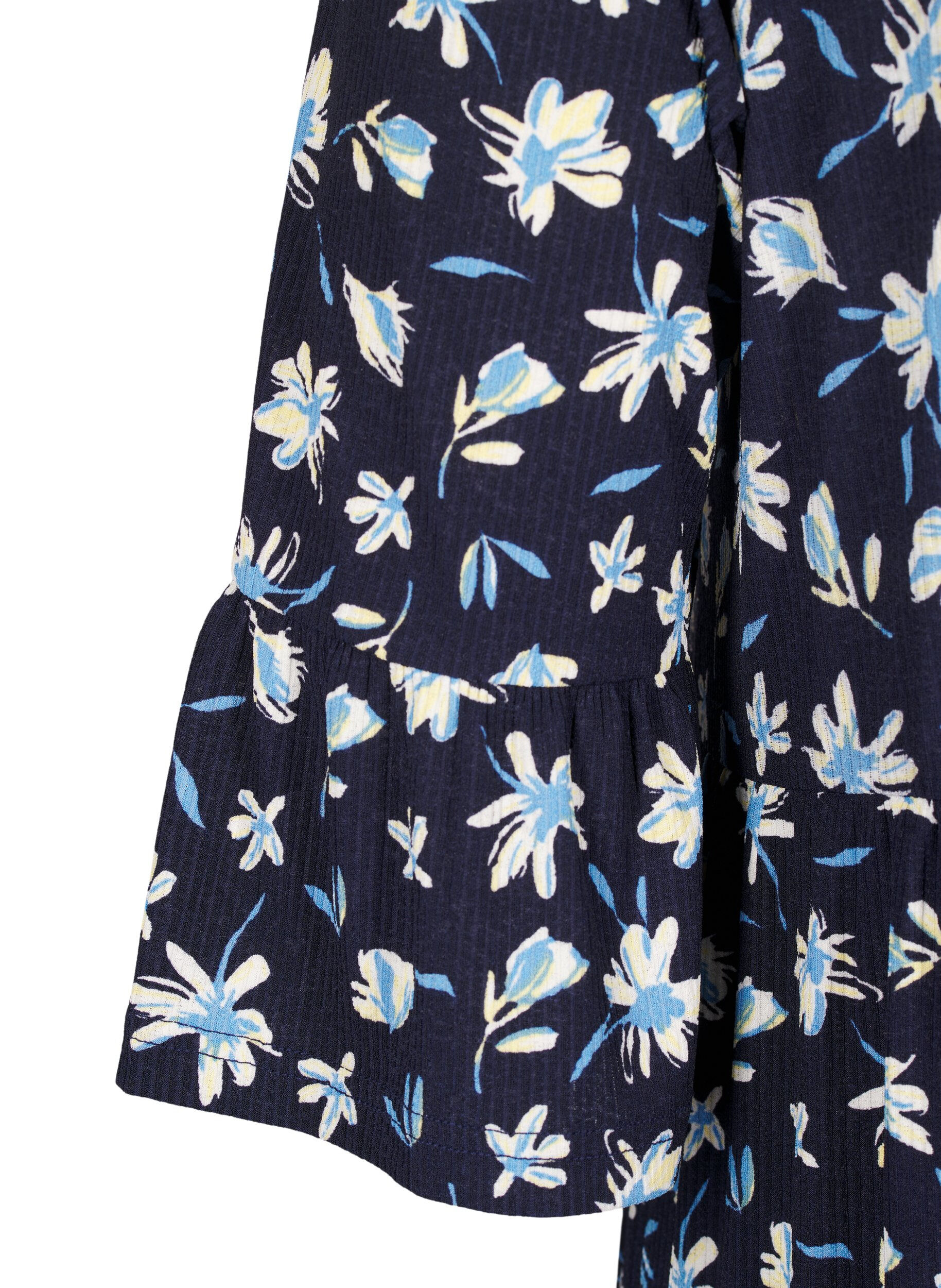 Zizzifashion Short A-line dress with floral print, Blue, Packshot image number 3