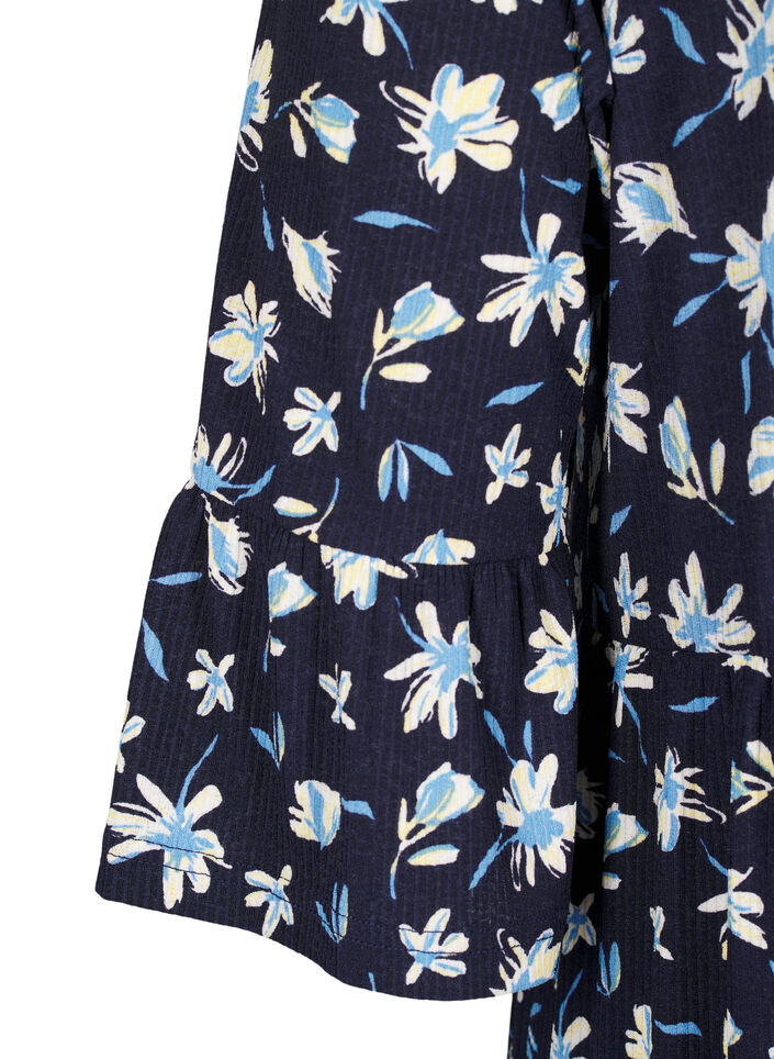 Short A-line dress with floral print, Blue, Packshot image number 3