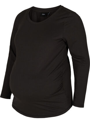 Basic maternity blouse with long sleeves, Black, Packshot image number 0