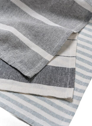 3-pack striped cotton tea towel, 3-Pack Grey, Packshot image number 1