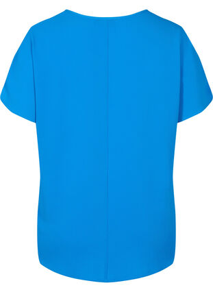 Blouse with short sleeves and a round neckline, Princess Blue, Packshot image number 1