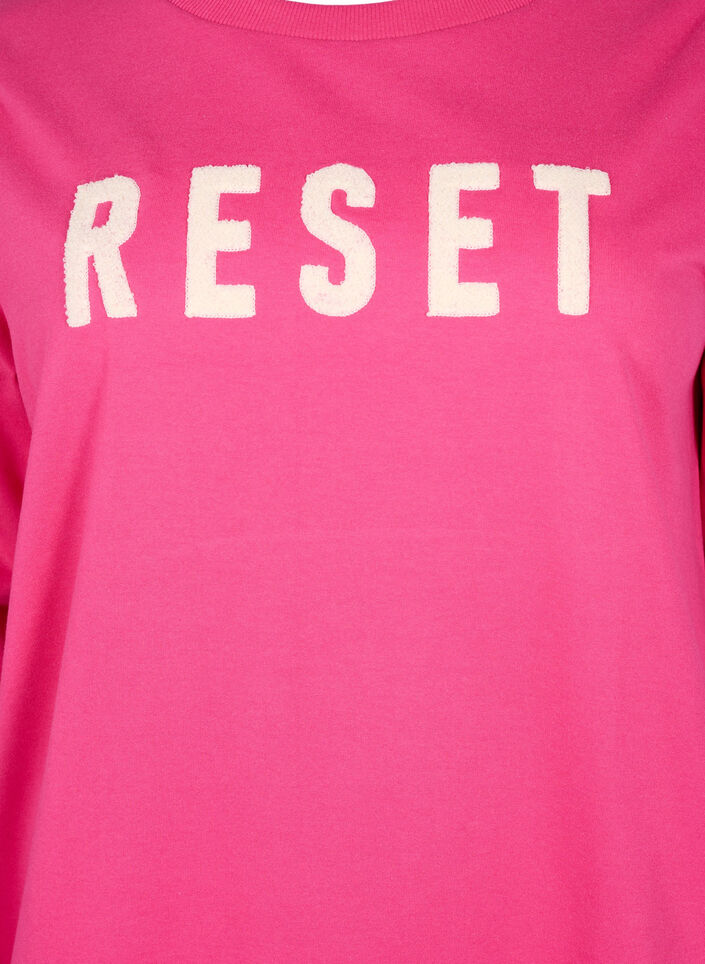 Sweatshirt with text, Fuchsia P. W. Reset, Packshot image number 2