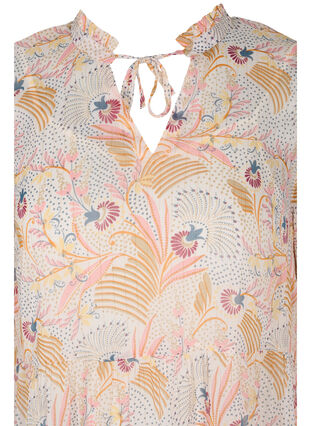 Tunic with floral print and lurex, Yellow/Pink AOP, Packshot image number 2