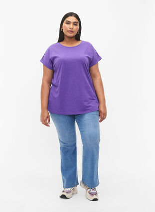 Short sleeve cotton blend T-shirt, ULTRA VIOLET, Model image number 2