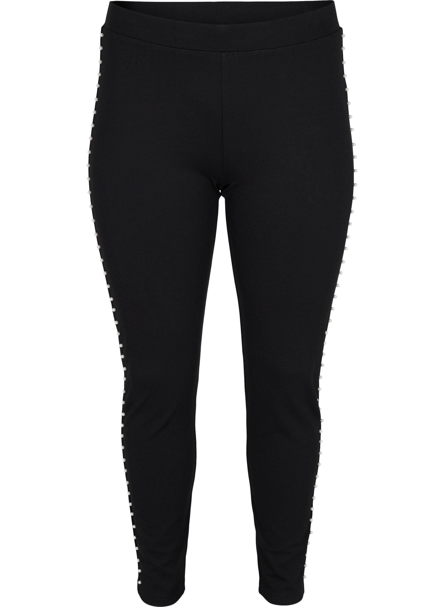 Zizzifashion Leggings with pearls, Black, Packshot image number 0