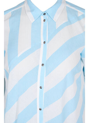 Short-sleeved cotton shirt dress with stripes, Blue Bell Stripe, Packshot image number 2