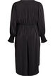 Midi dress with wrap-look and smock sleeves, Black, Packshot image number 1
