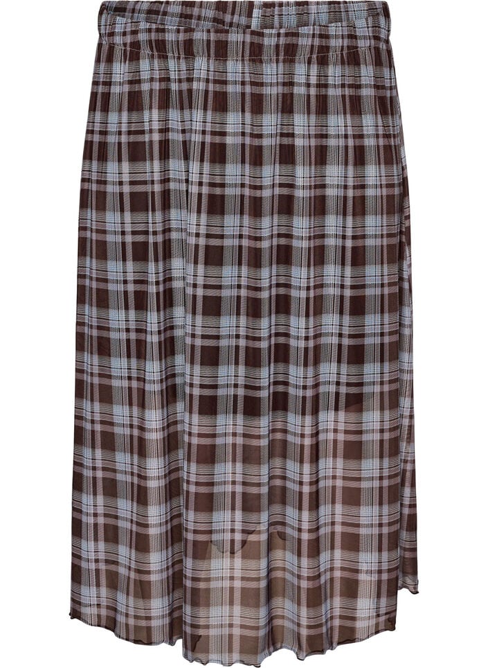 Checked mesh midi skirt, Blue, Packshot