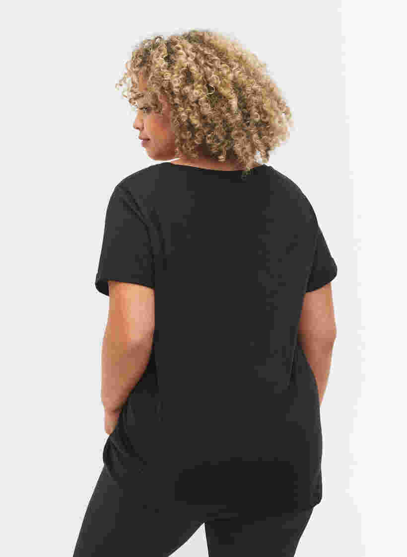 Sports t-shirt with print, Black w. White, Model image number 1