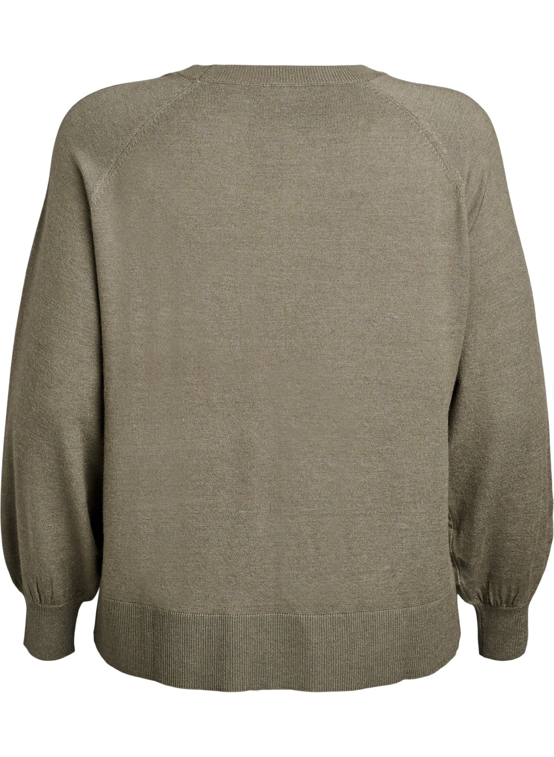 Zizzifashion Knit blouse with centre seam and raglan sleeves, Green, Packshot image number 1