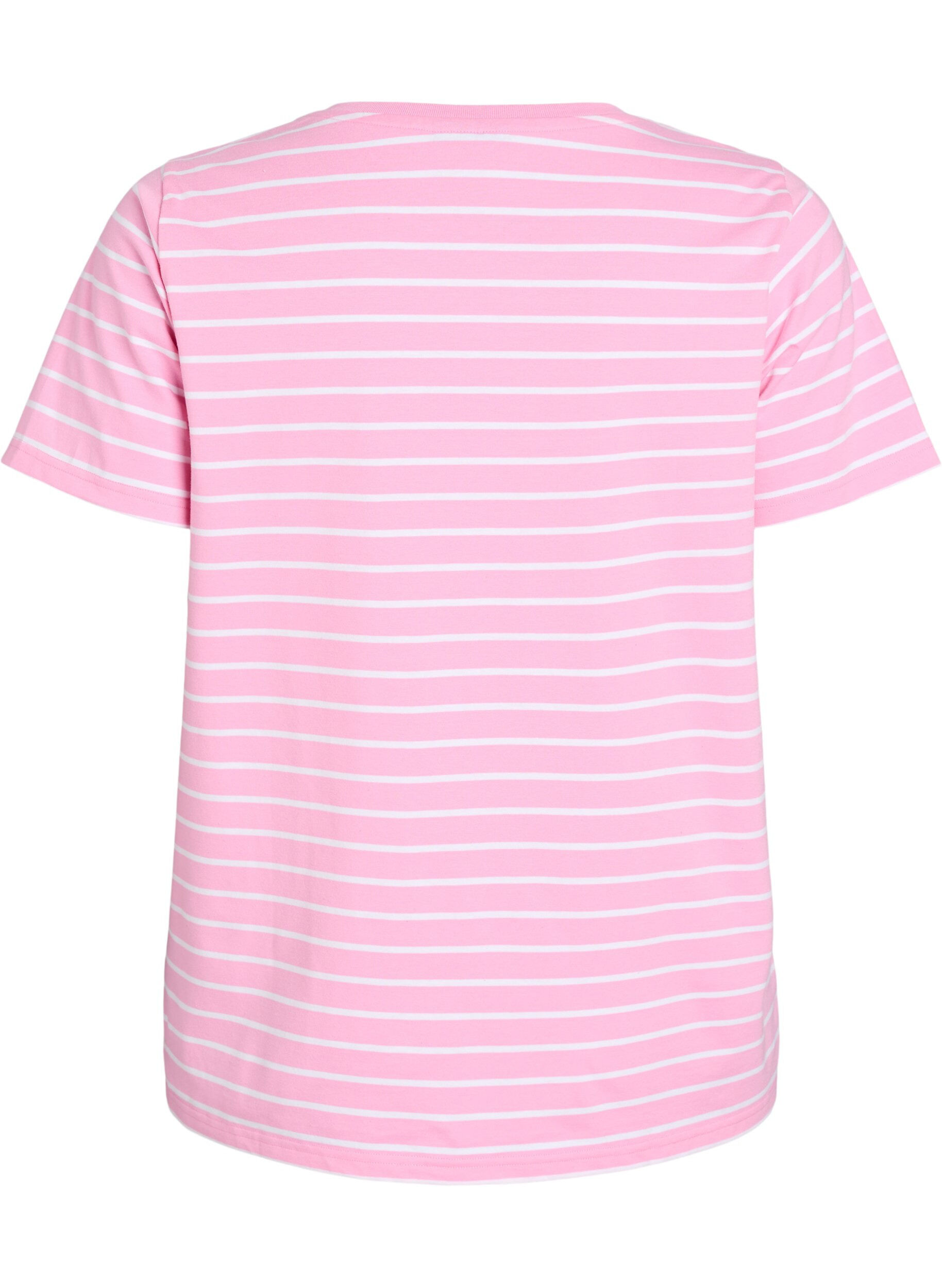 Zizzifashion Striped T-shirt with text print, Pink, Packshot image number 1