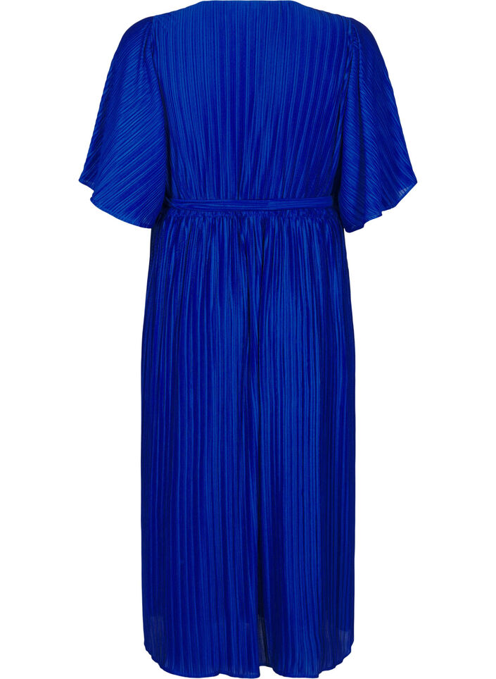 Pleated midi dress with batwing sleeves, Blue, Packshot image number 1