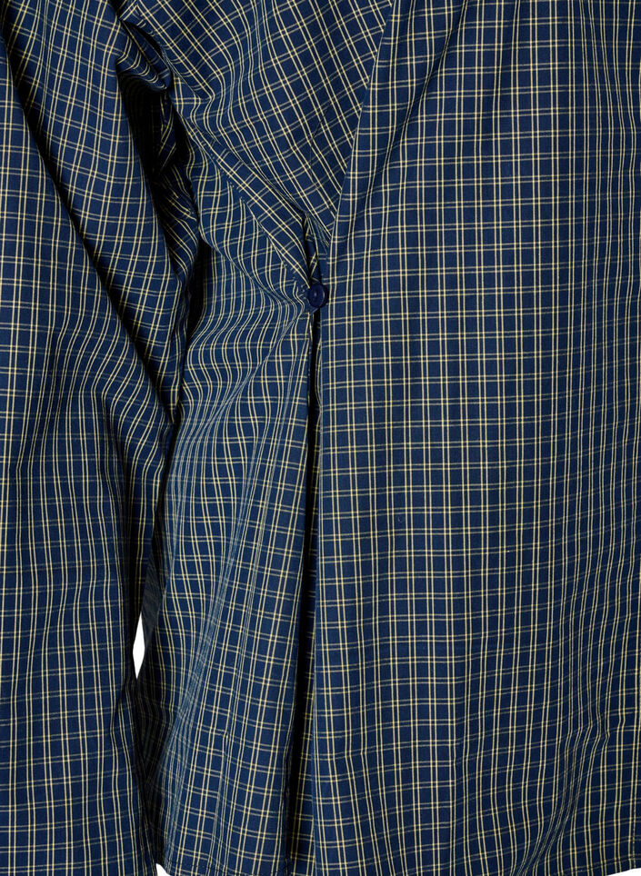 Cotton shirt with a checked pattern and concealed button fastening, Blue, Packshot image number 3