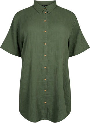 Short sleeve shirt with buttons, Thyme, Packshot image number 0
