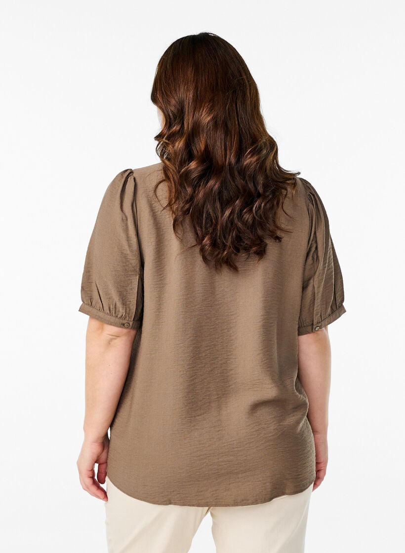 Viscose blouse with 1/2 sleeves, Brown, Model image number 2
