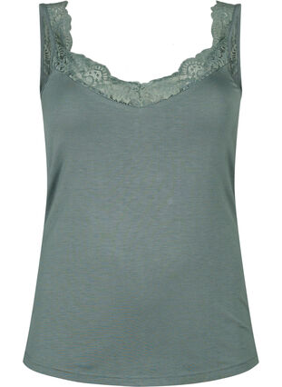 Viscose top with lace edge, Balsam Green, Packshot image number 0