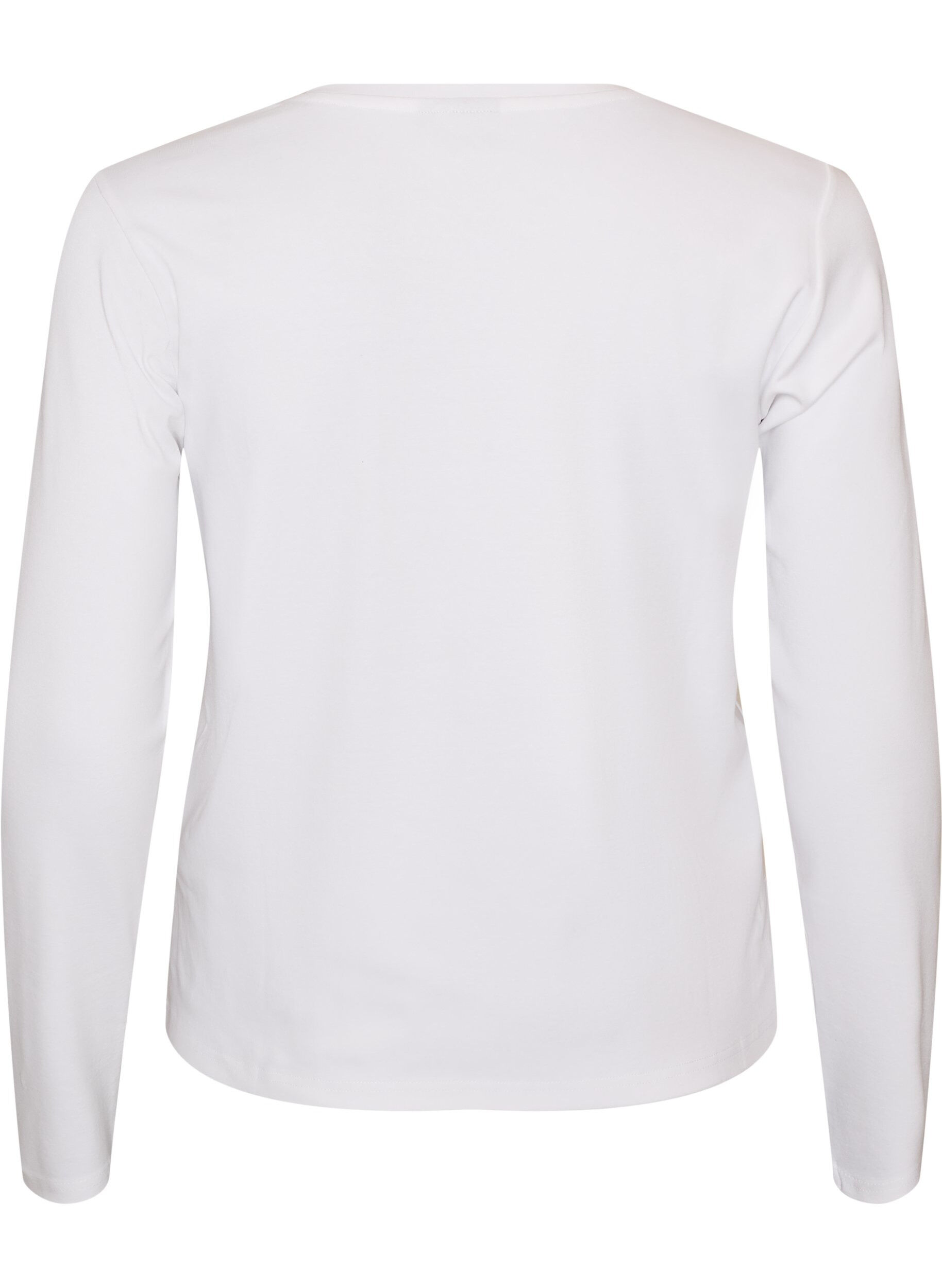 ZizzifashionLong-sleeved basic T-shirt with a round neck, White, Packshot image number 1