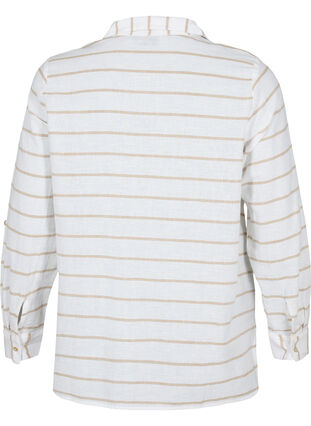 Shirt with button closure, White Taupe Stripe, Packshot image number 1