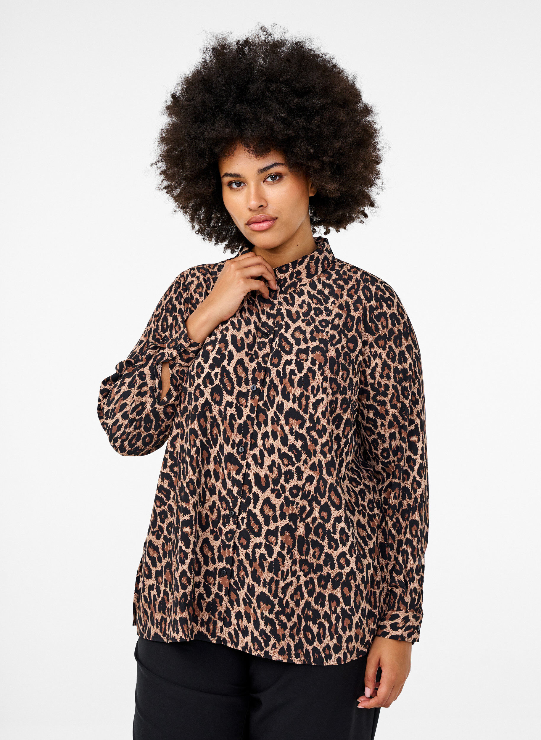 Zizzifashion Leopard print shirt, Brown, Model image number 0