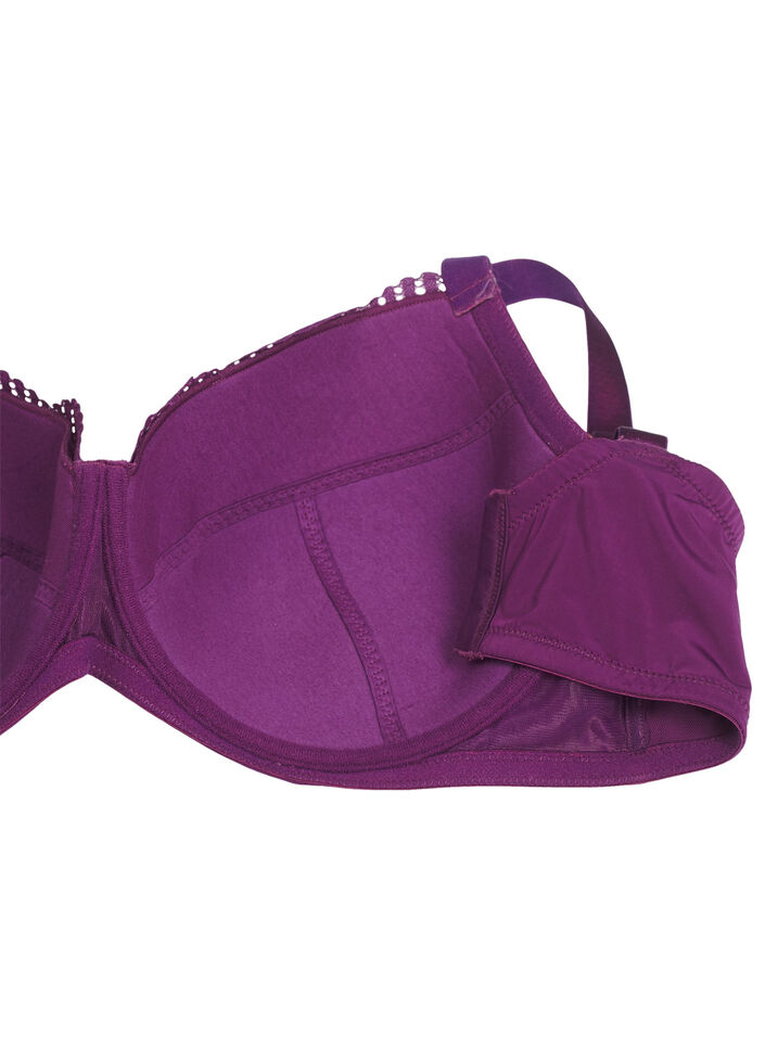 Padded bra with a lace detail, Dark Bordeaux, Packshot image number 3