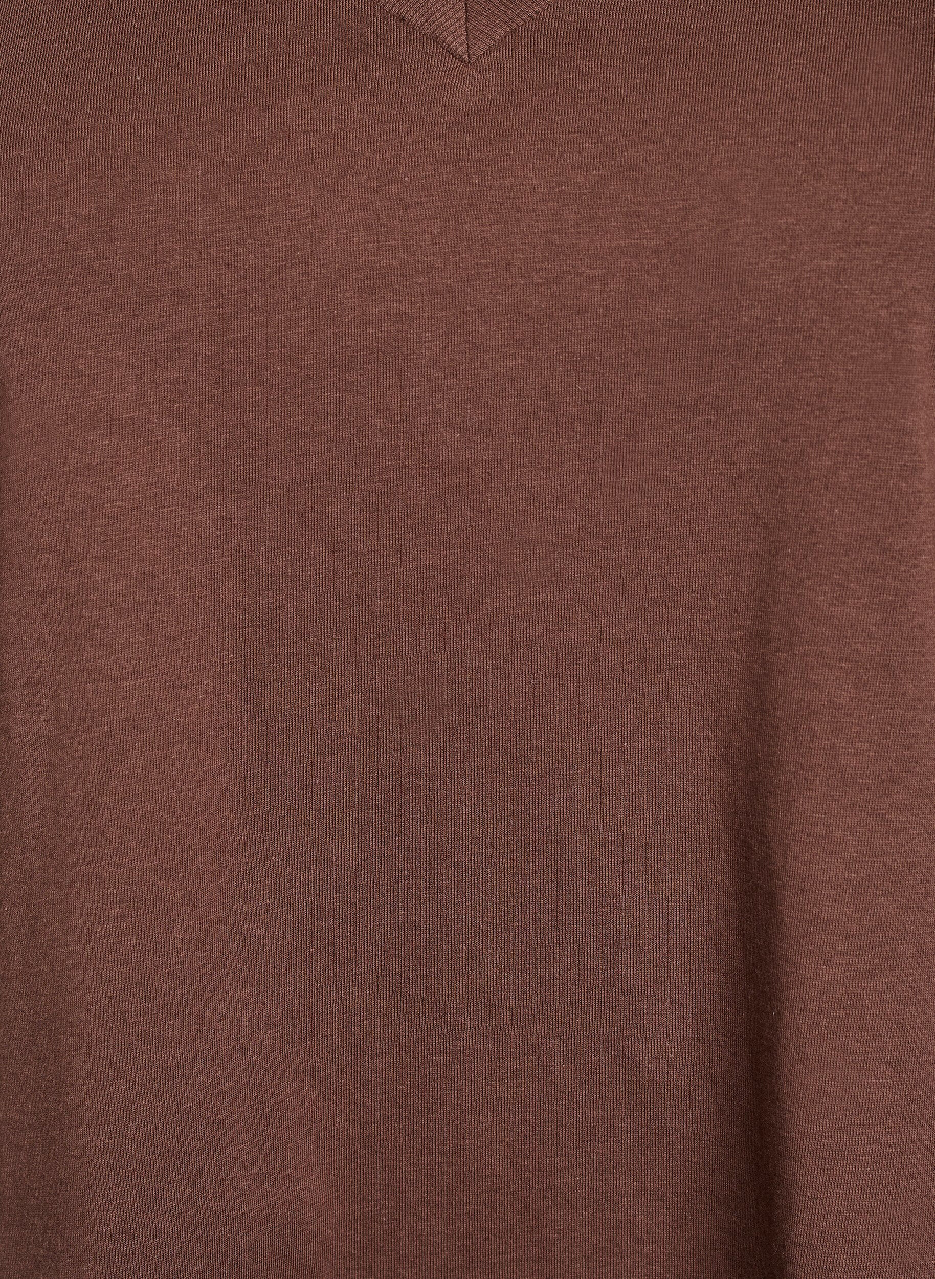 Zizzifashion Basic cotton T-shirt with a V-neck, Brown, Packshot image number 2