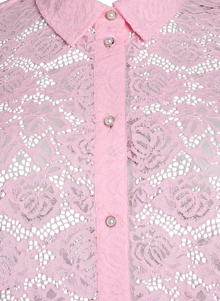 Lace shirt blouse with pearl buttons, Rose, Packshot image number 2