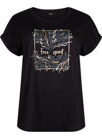 Organic cotton T-shirt with gold print