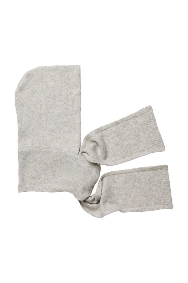 Knitted hooded scarf, Grey, Packshot image number 3