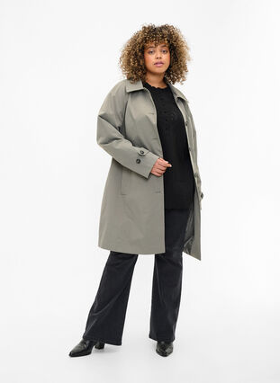 Trench coat with pockets and belt, Sea Spray, Model image number 3