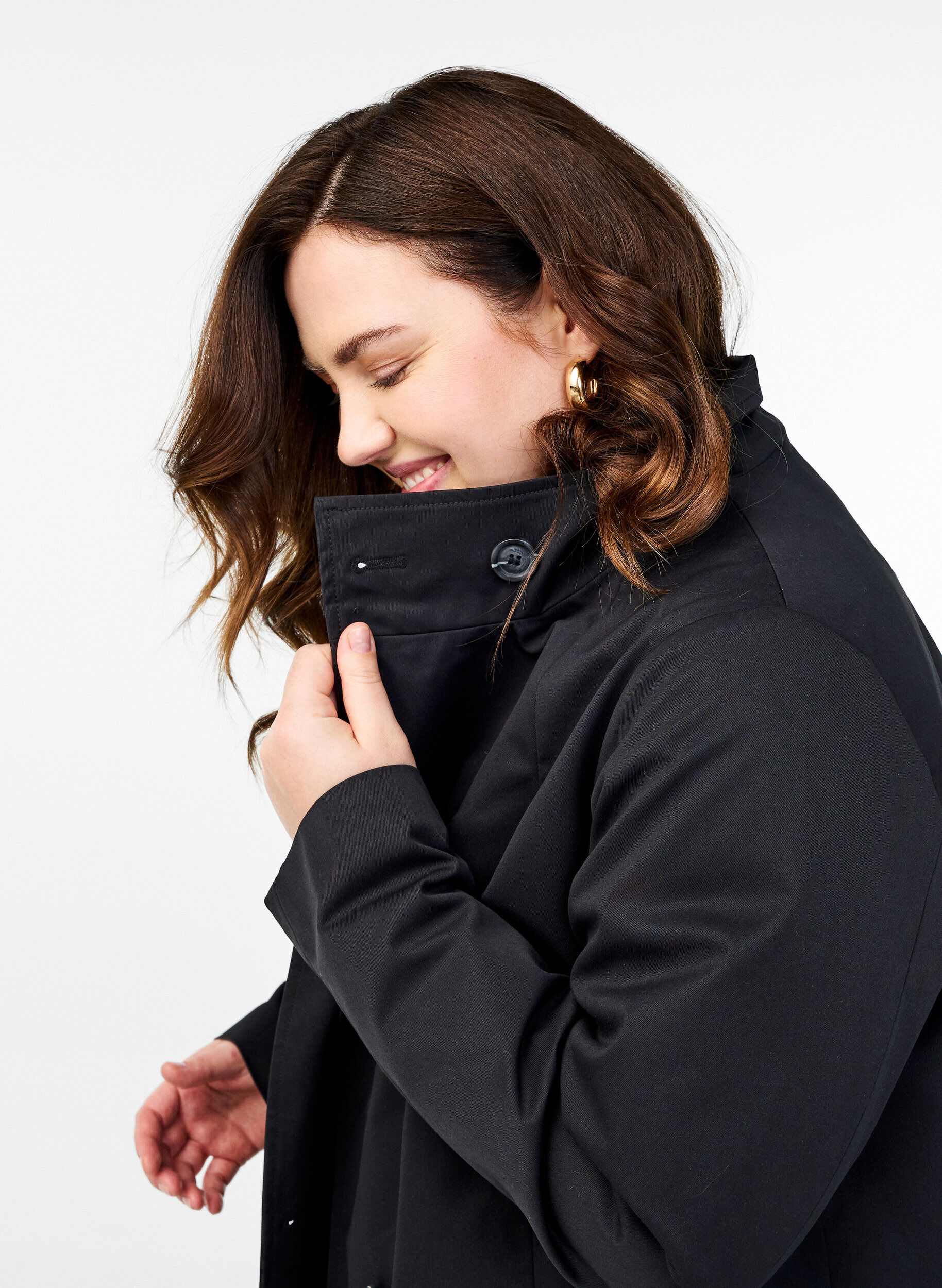 ZizzifashionWater-repellent spring jacket with an A-line cut, Black, Model image number 3