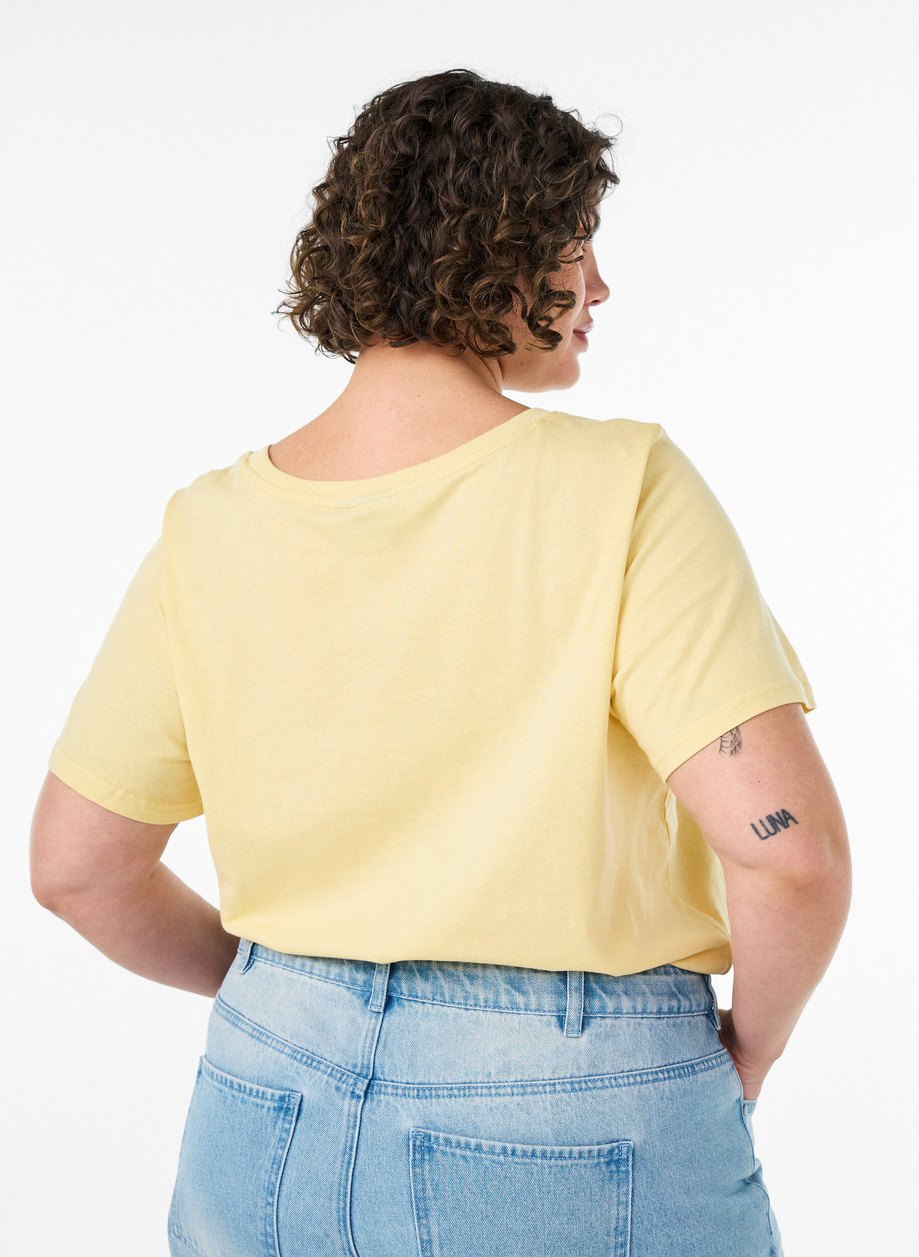 ZizzifashionCotton T-shirt with print, Yellow, Model image number 2