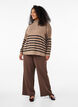 Loose trousers with high waist and tie belt, Brown, Model image number 1