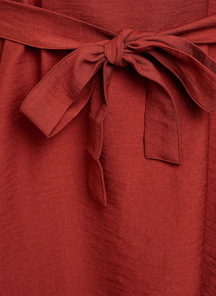 Short dress with loose fit and tie belt, Red, Packshot image number 3