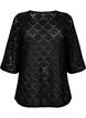 Crochet blouse with 3/4 sleeves, Black, Packshot image number 0