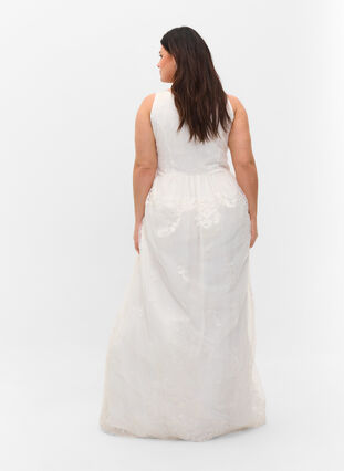 Sleeveless v-neckline wedding dress, Star White, Model image number 1