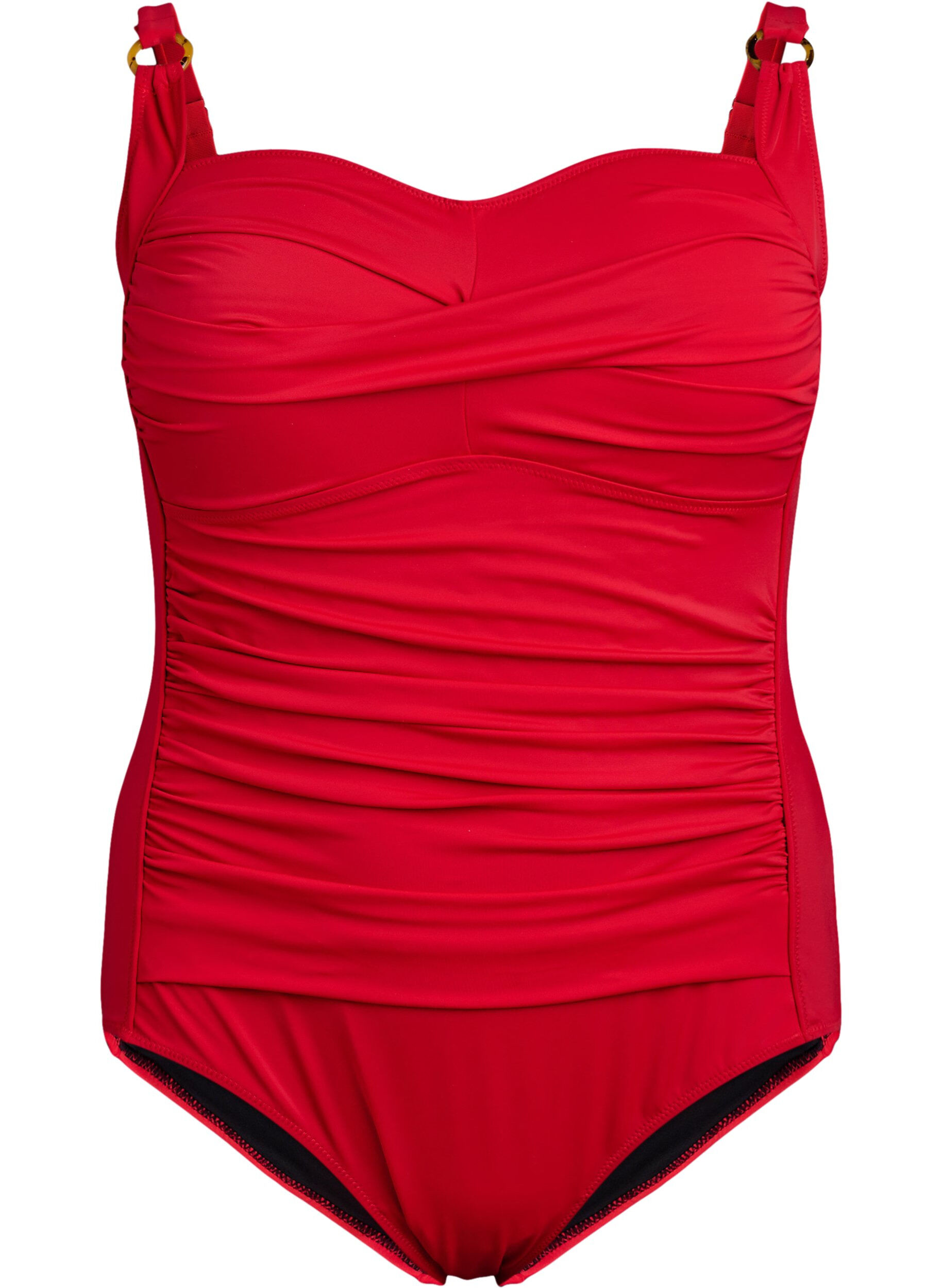 ZizzifashionPadded swimsuit with draping, Red, Packshot image number 0