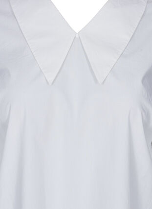 Cotton tunic with large collar, Bright White, Packshot image number 2