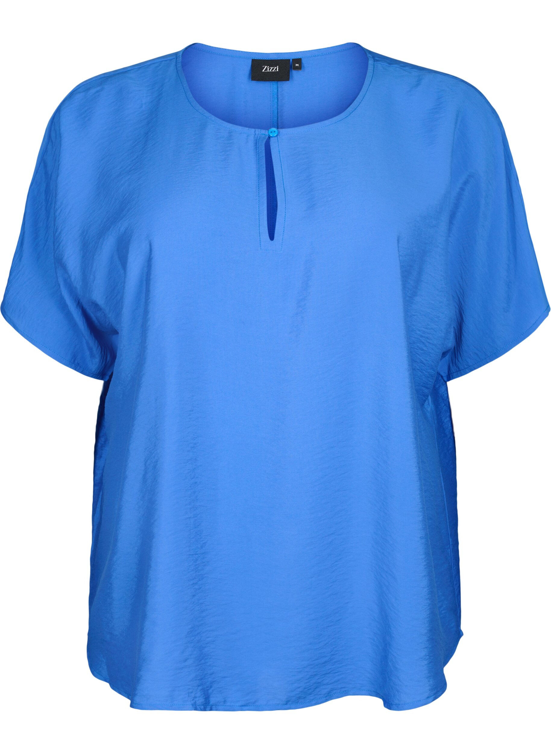 Zizzifashion Short sleeve blouse in viscose, Monaco Blue, Packshot image number 0