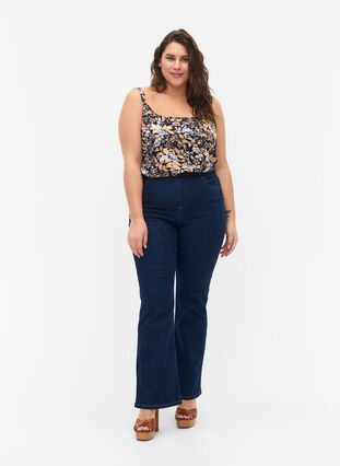FLASH - Top with print, Brown Blue Flower, Model image number 2
