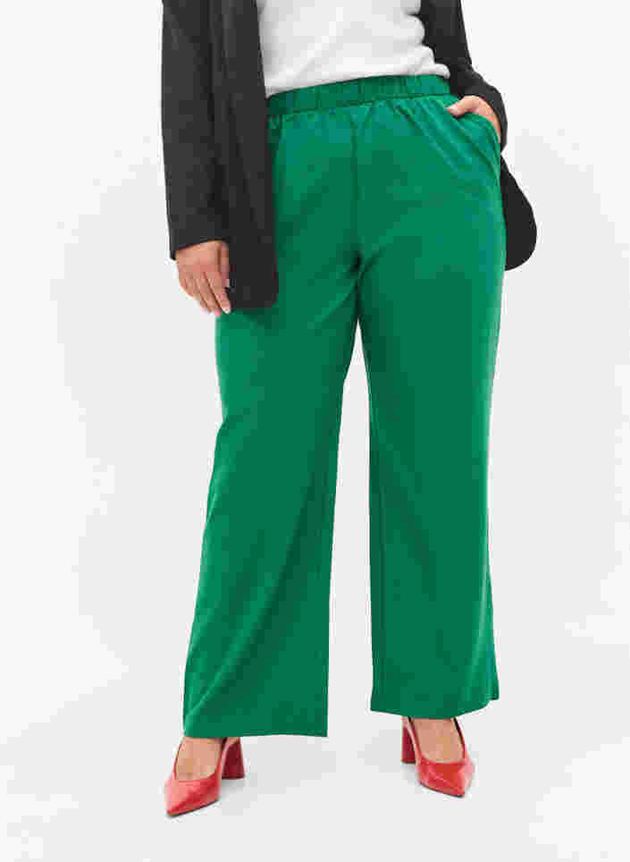Flared trousers with pockets, Verdant Green, Model image number 2