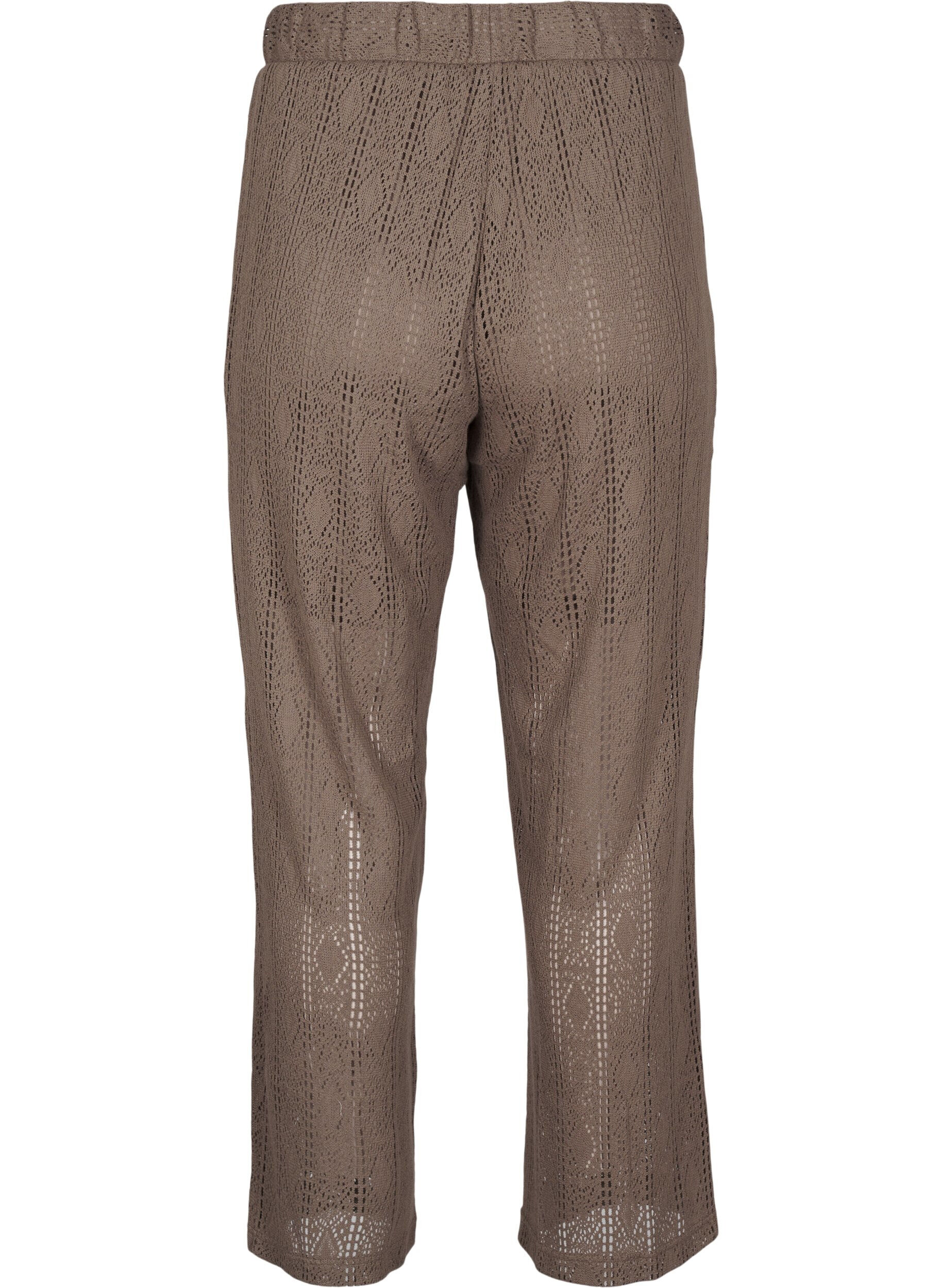 Zizzifashion Trousers with an openwork pattern, Brown, Packshot image number 1