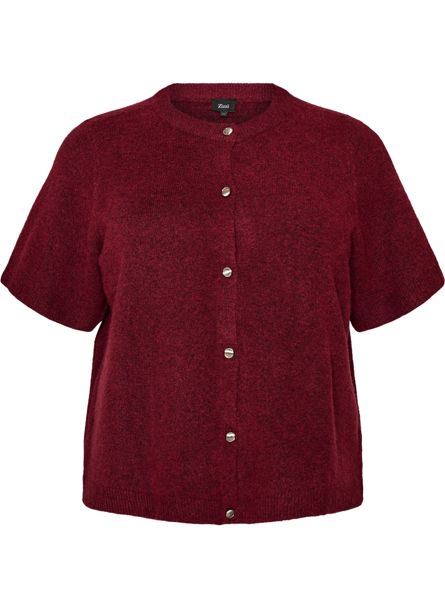 ZizzifashionKnit cardigan with short sleeves, Red, Packshot image number 0