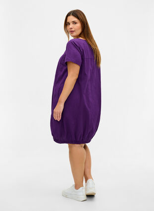 Short-sleeved cotton dress, Violet Indigo, Model image number 1