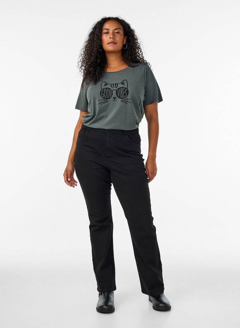 T-shirt with motif, Green, Model image number 1