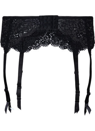 Lace garter holder, Black, Packshot image number 1