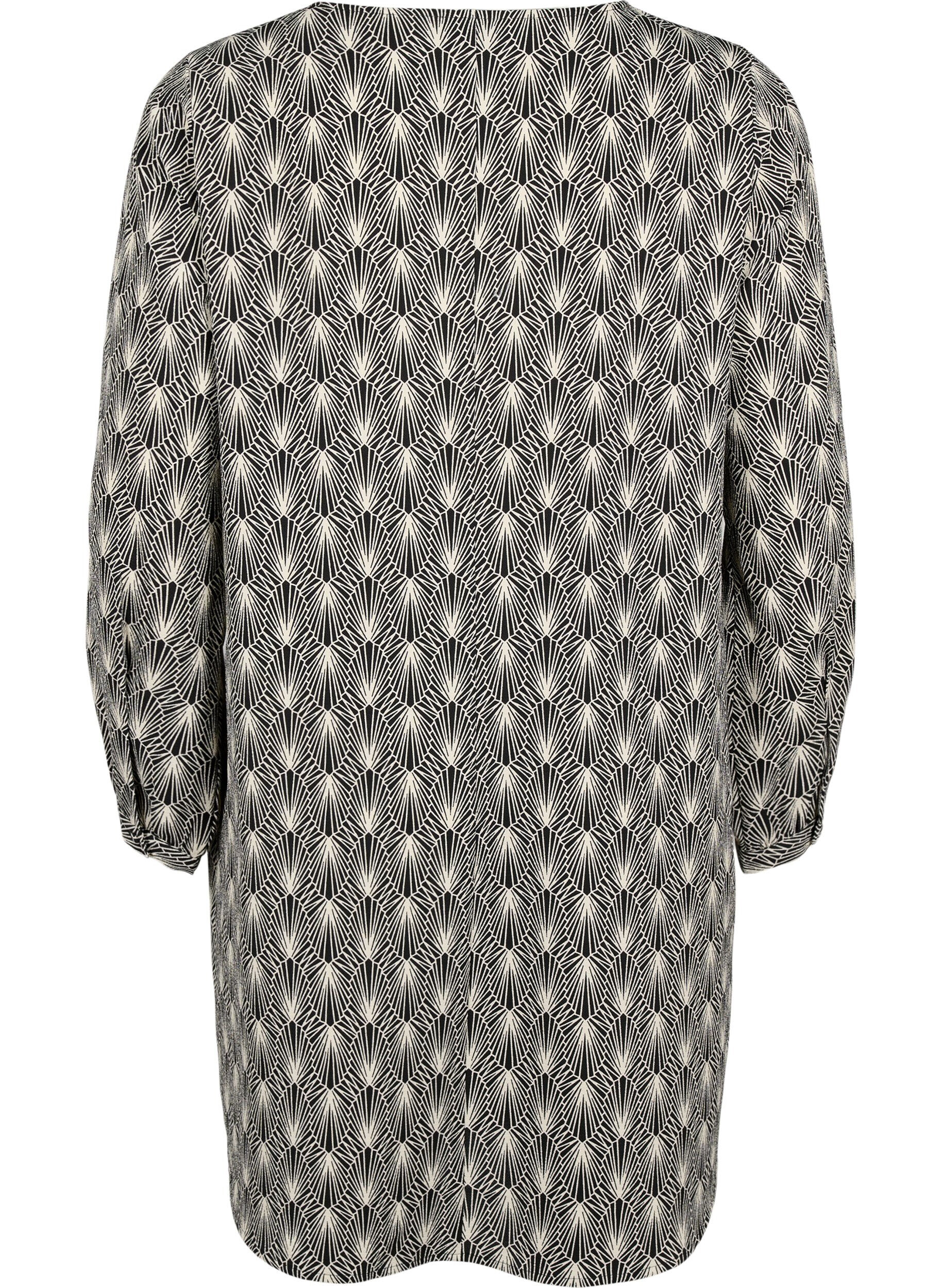 Zizzifashion V-neck dress with print, Birch Graphic AOP, Packshot image number 1